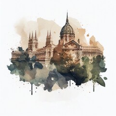 Wall Mural - Budapest in watercolor style by Generative AI