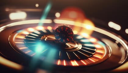 Casino roulette table with beautiful lights and flare background concept generative ai