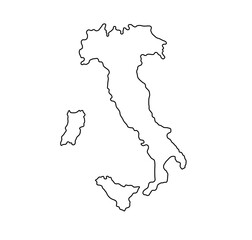 Wall Mural - vector isolated italy map boot with islands sicily and sardinia colorless black and white contour li