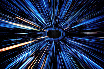 Wall Mural - Hyperspace Jump: The Thrill of Light Streaks. Generative Ai