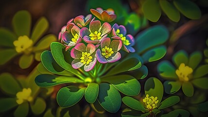 Wall Mural - Lovely garden shrub with tiny flowers. Generative AI