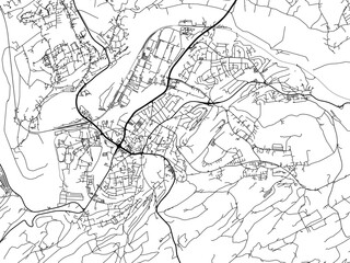 Vector road map of the city of  Hattingen in Germany on a white background.