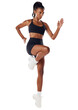 © Heyt/peopleimages.com - Exercise, fitness and woman running isolated on a transparent png background. Sports, cardio and Indian female runner jumping, sprinting and training, workout and determined for health and wellness.