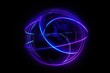abstract geometric earth shape with neon light with glowing ultraviolet rings. Generative ai