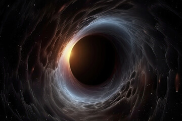 Wall Mural - black hole illustration in outer space. wormhole in universe. created with generative ai