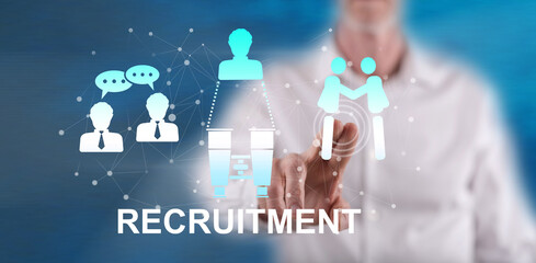 Wall Mural - Man touching a recruitment concept