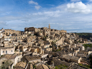 Matera, Italy. Amazing view of the Sassi of Matera. Landscape of the historical part of the town. An Unesco World Heritage Site. Touristic destination