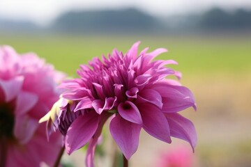 Poster - Vibrant purple flowers in the green field