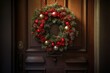 Christmas Wreath, Doorway, Generative Ai