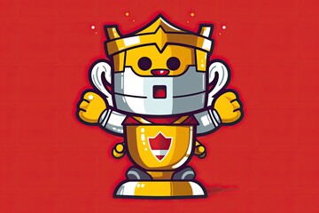 Poster - regal robot donning a golden crown. Generative AI