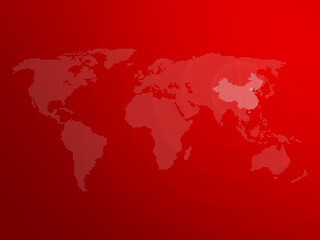 Poster - Dotted halftone world map with the country of China highlighted. Modern and clean world map on a red color gradient background. 