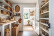 © Trinette Reed - Organized food pantry closet in cozy cottage style home