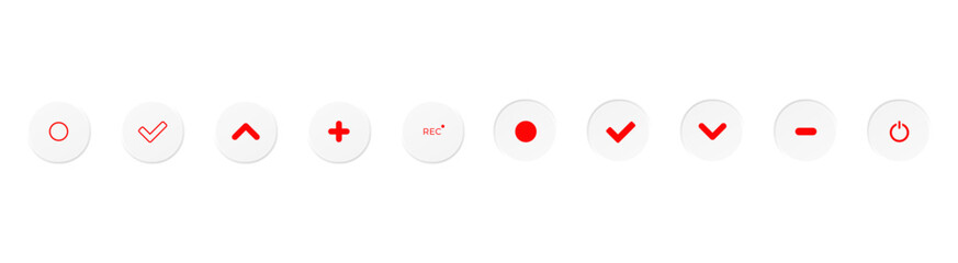 Poster - Neumorfits interface buttons set. Neumorphism design elements isolated on white background Vector icons EPS 10