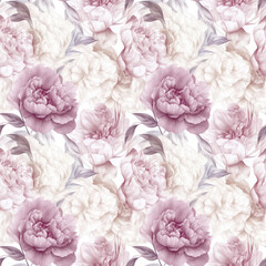 Peony - Seamless Floral Print - Seamless Watercolor Pattern Flowers - perfect for wrappers, wallpapers, postcards, greeting cards, wedding invitations, romantic events.