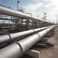 Canvas Print - Natural gas pipeline in a refinery. generative ai