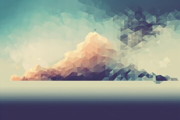 Wall Mural - mountains and clouds in the style of abstract geometric forms