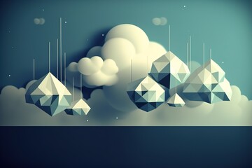 Canvas Print - mountains and clouds in the style of abstract geometric forms