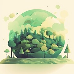 Poster - Concept of earth protection day or environmental protection to protect the growing forest. generative ai