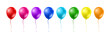 © StarGraphic - Balloons in realistic style. Balloons for birthday and party. Flying ballon with rope. Balloon in different colors isolated on white background. Icon for celebrate and carnival. Vector illustration.