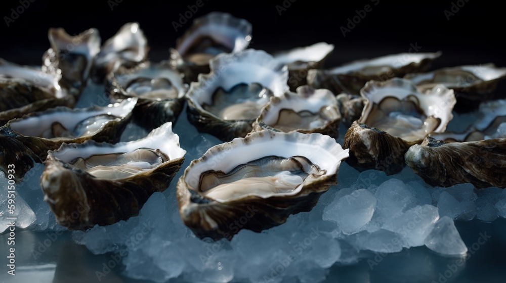 Freshly Shucked Blue Point Oysters on Ice
