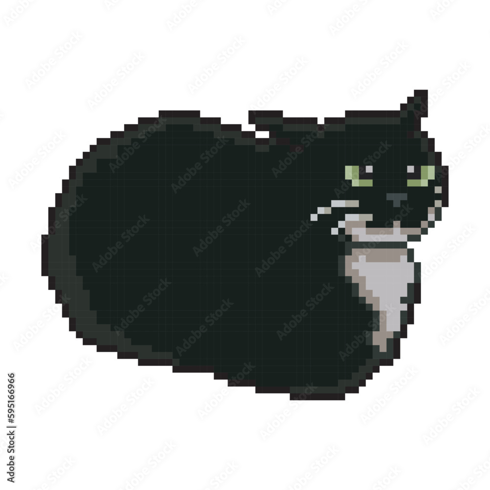 Black and white cat, pixel art meme 素材庫向量圖| Adobe Stock