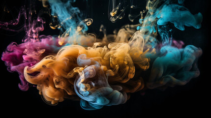Wall Mural - Colorful Explosions: A Photorealistic World of Liquid and Paint Splatters, Glitter and Confetti Explosions, with Rainbow Colors, Dust, Smoke, Debris, and Fog, Enhanced by AI-Generative Technology