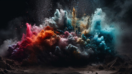 colorful explosions: a photorealistic world of liquid and paint splatters, glitter and confetti expl