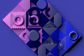 Poster - Modern minimalist design with realistic 3d rendering objects. Abstract background. Poster in art trend style. 3D illustration