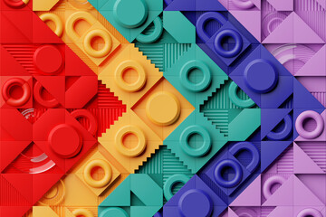 Poster - 3d rendering of  colorful realistic composition primitives. Abstract theme for trendy designs. Spheres, torus, squares, dots