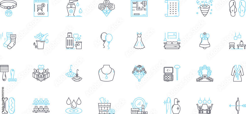 Affix linear icons set. Prefix, Suffix, Root, Derivative, Inflection ...