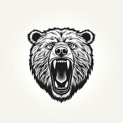 Wall Mural - Angry Bear Head Tattoo. Generative AI