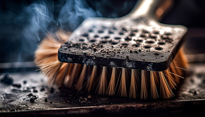 Sticker - Sweeping with broom and dustpan, cleaning indoors generated by AI