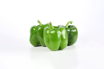 Wall Mural - a group of green bell pepper isolated on white background. Created with Generative AI Technology