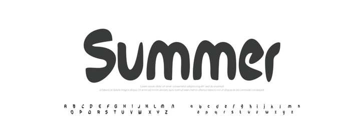 Summer, alphabet beachy letters holiday font for sunny logo positive headline birthday and greeting card typography 
