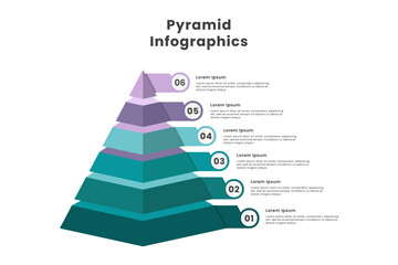 3d Pyramid infographic template design with six step and number