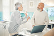 © Azeemud/peopleimages.com - Angry, argument and a couple in a fight about an email, computer glitch or financial stress. Anger, talking and a senior man and woman speaking about a retirement problem or conflict online on a pc