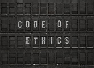 Poster - flip board with text code of ethics