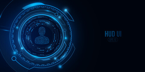 Poster - glowing sci-fi hud round for user account verification. ui design. vector illustration
