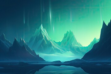 Wall Mural - aurora borealis in the mountains. generative ai.