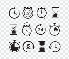 Poster - Time and clock, stop watch icon set. vector Illustration.