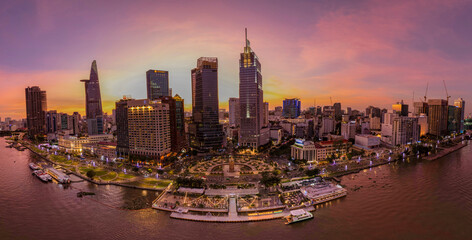 Wall Mural - Sunset in downtown Ho Chi Minh city, Vietnam