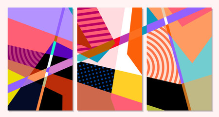 Aufkleber - Vector colorful geometric abstract background for summer banner