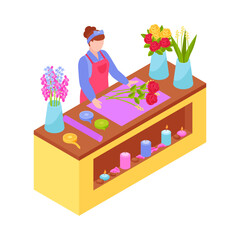 Sticker - Florist Isometric Illustration