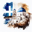 Greece in watercolor style by Generative AI