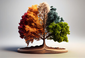 Poster - Beautiful abstract, colorful on autumn leaves background. Generative AI technology.