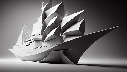 Poster - Position the ship against a stark, white background to emphasize its sleek and modern appearance. Generative AI technology.
