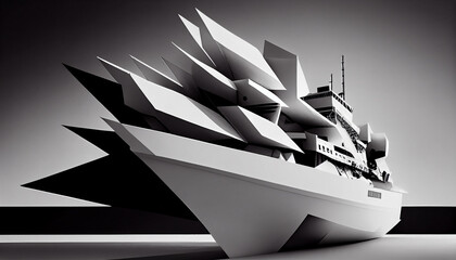 Position the ship against a stark, white background to emphasize its sleek and modern appearance. Generative AI technology.
