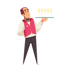 Poster - Waiter Cartoon Illustration