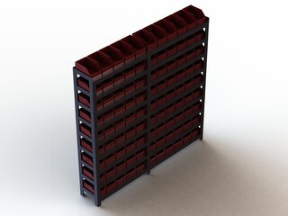 Material Tool Box W Iron Shelf 3D model