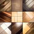Wooden laminate and parquet boards for the floor in interior design. 